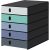 styro Schubladenbox styroval pro Emotions Gletscher  weiß, grün, blau, grau 14-8000.GI, DIN C4 mit 5 Schubladen