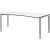röhr Imperia höhenverstellbarer Schreibtisch weiß Trapezform, 4-Fuß-Gestell silber 200,0 x 80,0/100,0 cm