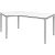 röhr Imperia höhenverstellbarer Schreibtisch weiß Bogenform, 4-Fuß-Gestell silber 217,0 x 114,0 cm