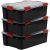 3 IRIS Ohyama AT-LS BkR/C/D.Red Aufbewahrungsboxen 3x 30,0 l schwarz, transparent, rot 29,0 x 39,0 x 19,1 cm