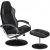 AMSTYLE Sessel mit Hocker schwarz, grau schwarz Kunstleder