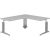 röhr Techno höhenverstellbarer Schreibtisch hellgrau L-Form, C-Fuß-Gestell silber 180,0 x 80,0/100,0 cm