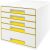 LEITZ Schubladenbox WOW Cube  perlweiß/gelb 5214-20-16, DIN A4 mit 5 Schubladen