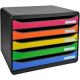 Exacompta Schubladenbox Big-Box Plus quer Classic  rot, orange, gelb, grün, blau 308798D, DIN A4 quer mit 5 Schubladen