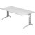 HAMMERBACHER Savona höhenverstellbarer Schreibtisch weiß rechteckig, C-Fuß-Gestell silber 200,0 x 100,0 cm