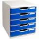 Exacompta Schubladenbox Modulo  blau 301003D, DIN A4 mit 5 Schubladen