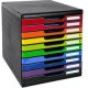 Exacompta Schubladenbox Modulo  2x rot, orange, gelb, 2x grün, 2x blau, violett, schwarz 302798D, DIN A4 mit 10 Schubladen