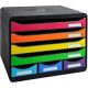 Exacompta Schubladenbox STORE-BOX  rot, orange, gelb, grün, hellblau, violett 307798D, DIN A4+ quer mit 7 Schubladen