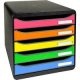 Exacompta Schubladenbox BIG-BOX PLUS  rot, orange, gelb, grün, violett 309798D, DIN A4 mit 5 Schubladen