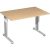 geramöbel Flex höhenverstellbarer Schreibtisch buche rechteckig, C-Fuß-Gestell silber 120,0 x 80,0 cm