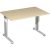 geramöbel Flex höhenverstellbarer Schreibtisch ahorn rechteckig, C-Fuß-Gestell silber 120,0 x 80,0 cm