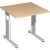 geramöbel Flex höhenverstellbarer Schreibtisch buche quadratisch, C-Fuß-Gestell silber 80,0 x 80,0 cm