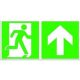 SafetyMarking® Rettungszeichen-Aufkleber „Notausgang rechts mit Zusatzzeichen: Richtungsangabe aufwärts bzw. geradeaus“ rechteckig 30,0 x 15,0 cm