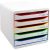 Exacompta Schubladenbox BIG-BOX PLUS  weiß mit bunten Farblinien 309913D, DIN A4 mit 5 Schubladen